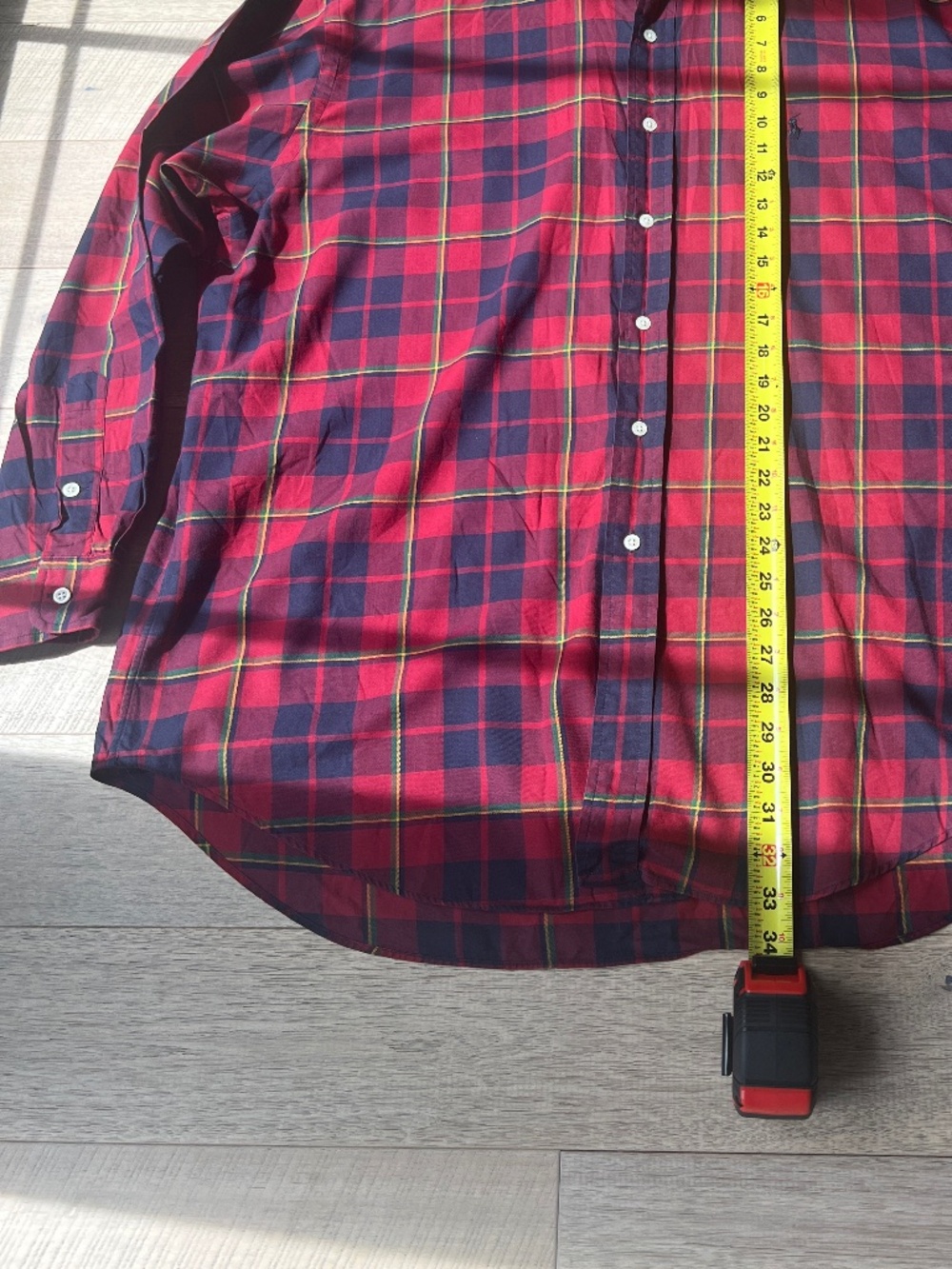 Ralph Lauren Blake Red Plaid Button Down Shirt 100% Cotton XL - Picture 5 of 6